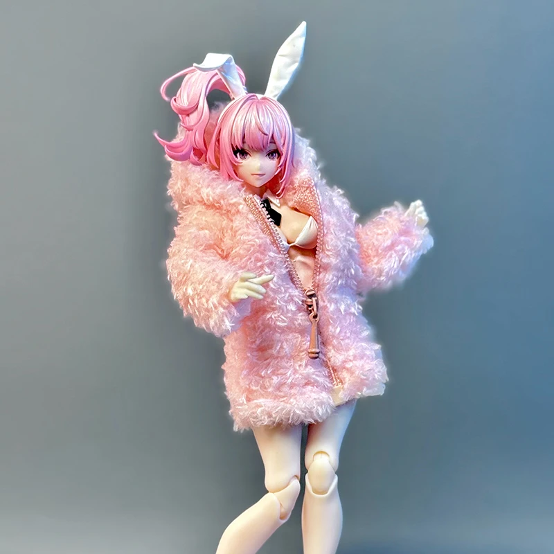 معطف فتاة أرنب جميل لطيف بمقياس 1/12 مع سحاب ملابس نموذج لشخصيات الحركة Ob11 Figma مقاس 6 بوصة لتزيين الجسم #6