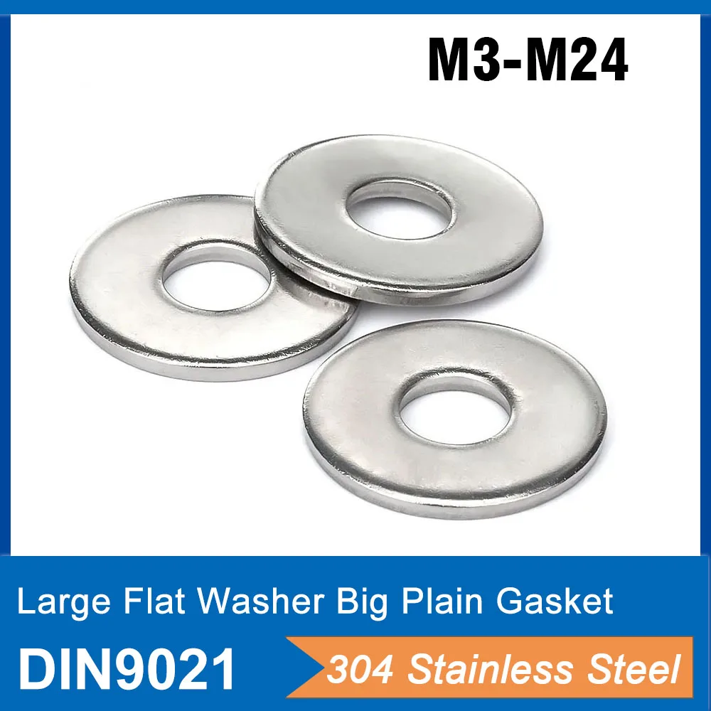 

Large Flat Washer 304/316 Stainless Steel M3 M4 M5 M6 M8 M10 M12 M14 M16 M18 M20 M22 M24 Big Metal Gasket Plain Washer DIN9021