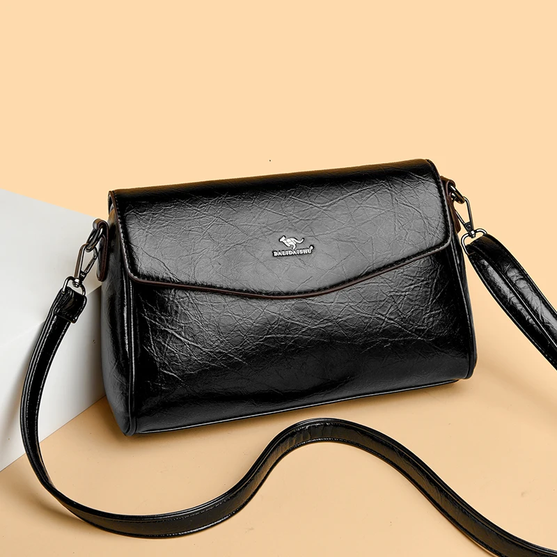 

Retro Oil Wax Leather Shoulder Crossbody Bags Fashion Luxury Women Designer Handbag High Quality PU Leather Small Messenger Bags