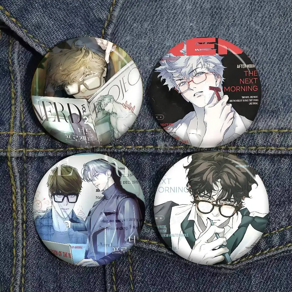 Nerd Project Bl-Alfileres creativos de Anime, caras sonrientes divertidas, broche redondo a presión, insignia, mochila, sombrero, accesorios, regalos de joyería