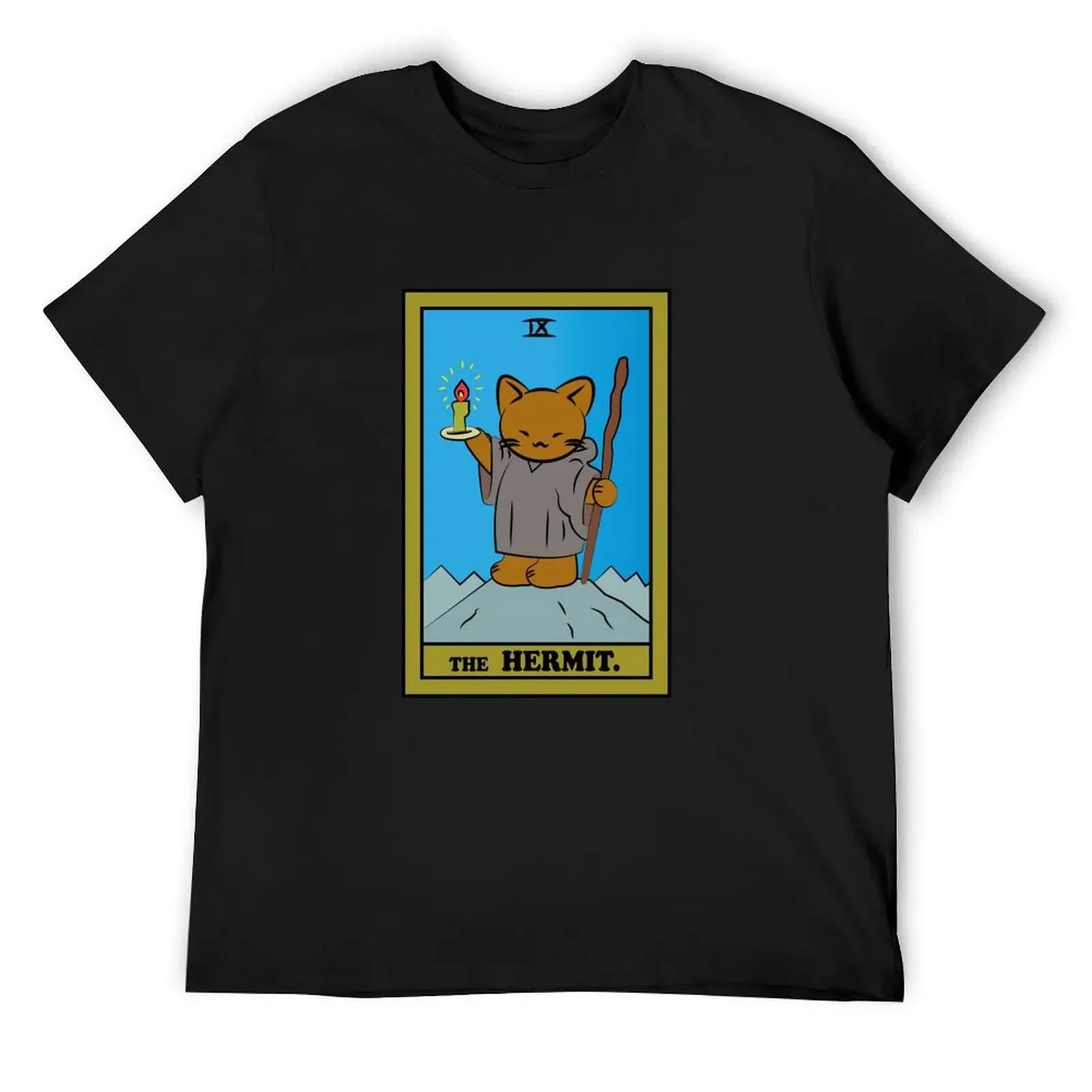 

TAROT CARDS THE HERMIT. CAT T-Shirt animal prinfor boys custom t shirt new edition vintage clothes mens fashion