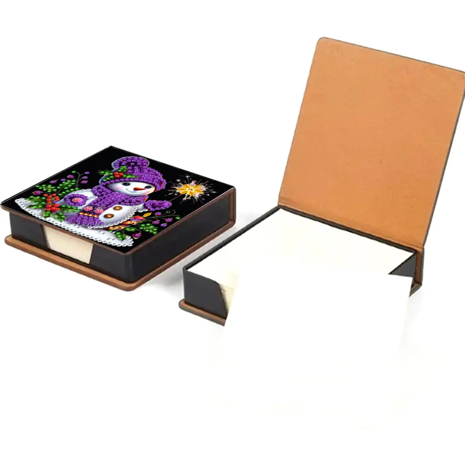 

5D DIY PU Снеговик Алмазная картина Блокнот Коробка Драгоценный камень Искусство Держатель для липкой заметок