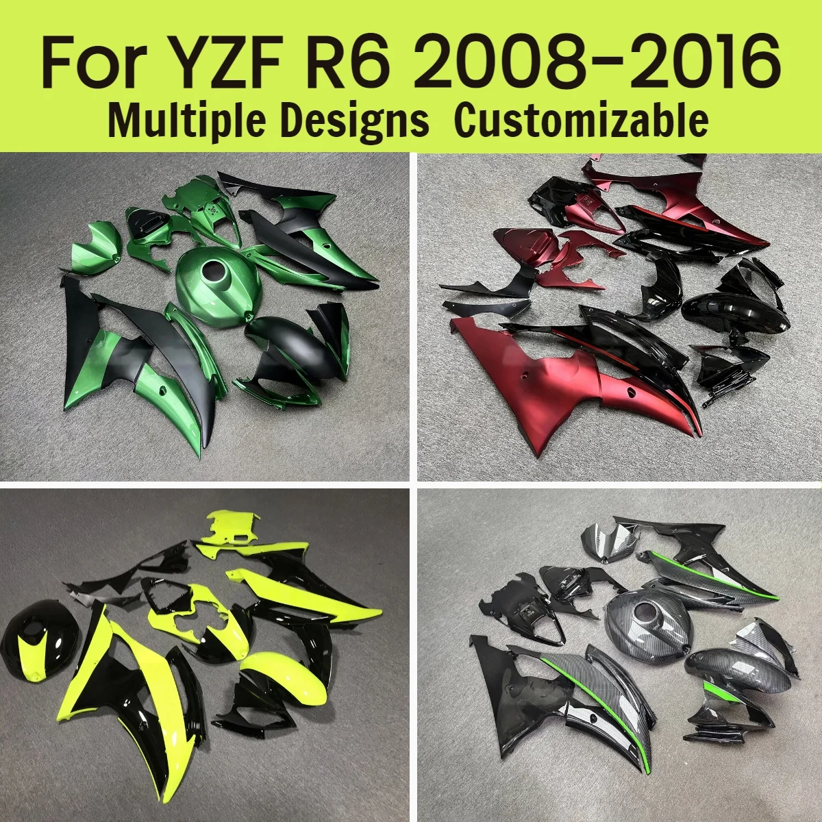 

For YAMAHA YZF R6 2008-2016 Motorcycle Fairing Kit YZFR6 08-16 Customizable Injection Fairings Bodywork Set Fit