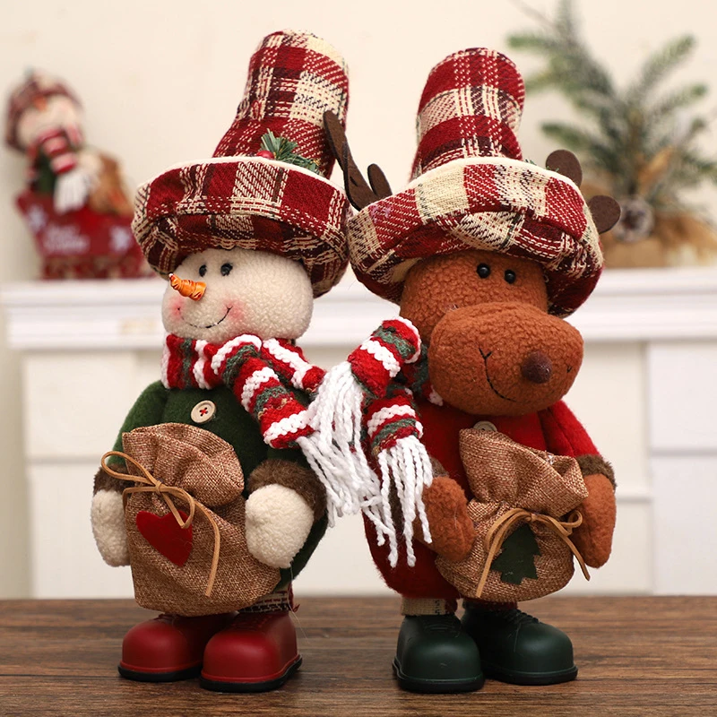 Christmas Decorative Dolls Reindeer Snowman Santa Claus Standing Doll New Year Ornament Merry Christmas Gift Toys