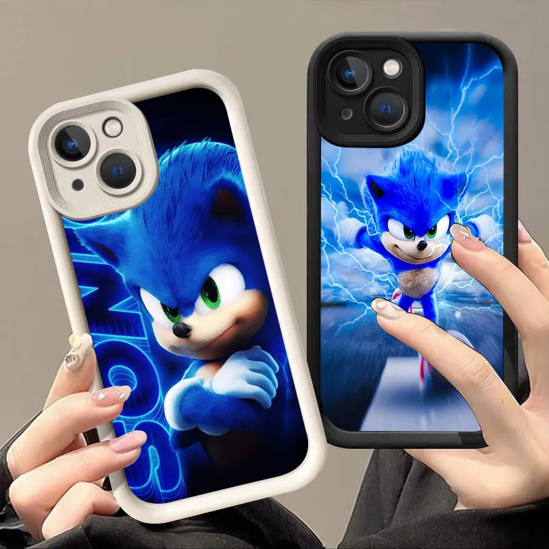 Cute S-Sonics H-Hedgehog Soft Silicone Phone Case For Apple iPhone 12 13 Mini 11 14 15 16 Pro Max 7 8 Plus