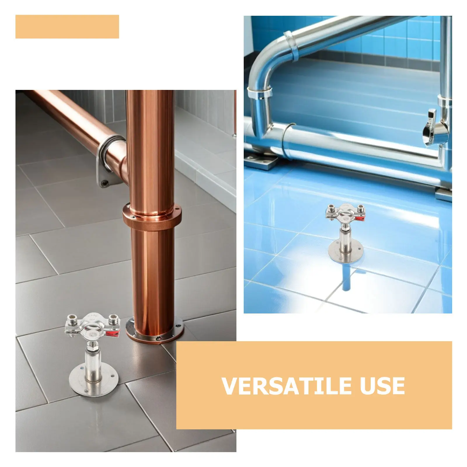 2Pcs Heavy-Duty Adjustable Stainless Steel Pipe Clamp Bracket Wall Mounted Tube Support for 54-57Mm Pipes Corrosion-Resistant - view 5