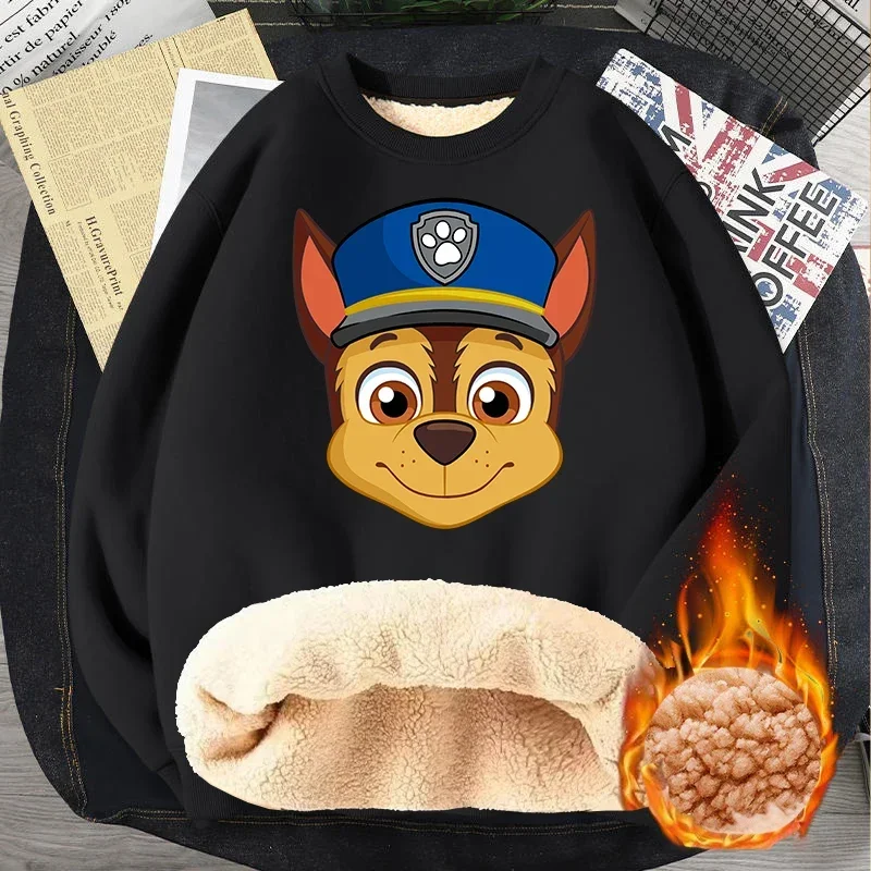 PAW Patrol Cute Anime Sweatshirt Fashion Print Berber Fleece Kawaii Clothes Cartoon Winter Warmth Sweater Birthday Clothing Tops