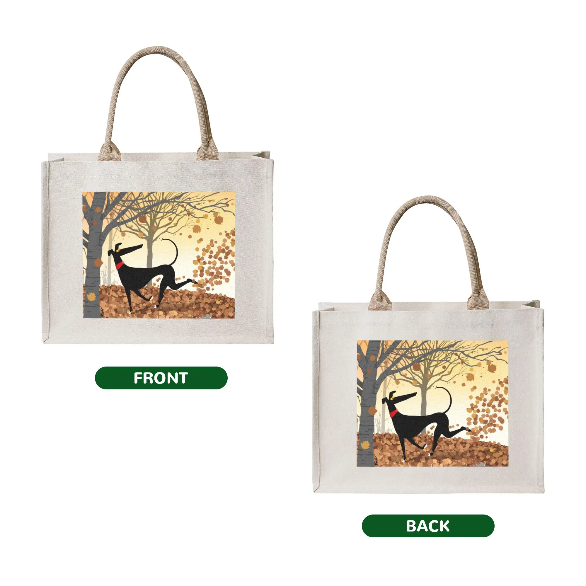 Custom Autumn Hound Shopping Bag Women Portable Large Capacity Groceries Greyhound Whippet Dog Shopper Tote Bags