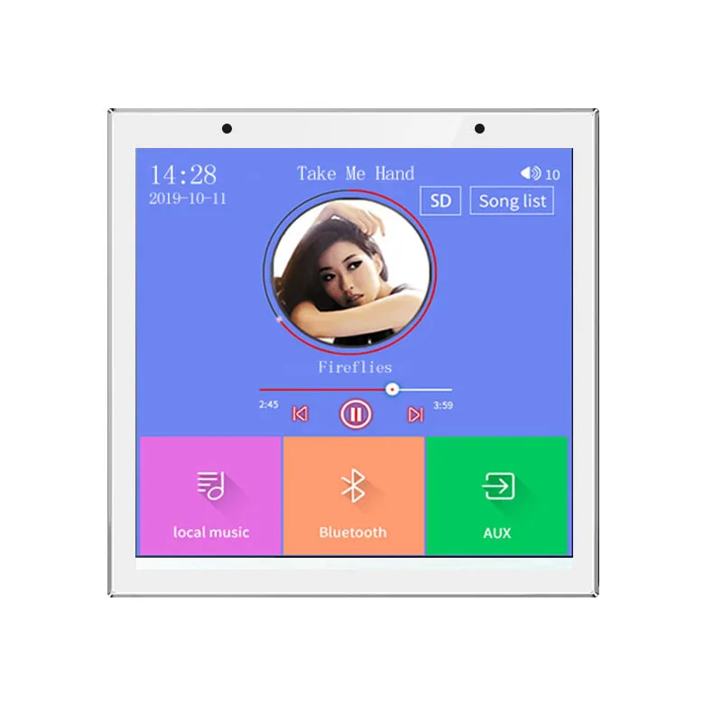 

4 Inch Sound System 2-Channel Bluet Ooth Stereo Audio Wall Amplifier with 4 Inch Touch Screen for Multi-room Background Music