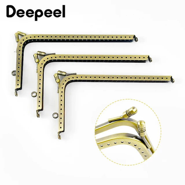 2/5 sztuk Deepeel 12.5-18.5cm błyszczący w kształcie litery L głowy pocałunek zapięcie metalowy uchwyt do torebki DIY torebka sakiewki na monety akcesoria sprzętowe