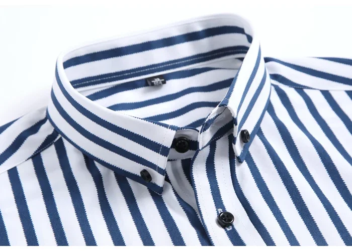 

Men's No Iron Striped Soft Stripe Dress Shirt Long Sleeve Standard Fit Youth Casual Button Luxury Shirts 2023 New Elegant Cloths