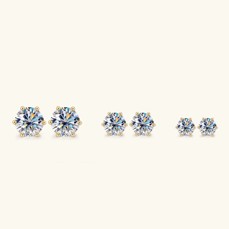 Anziw Classic 3MM-9MM D VVS1 Round Moissanite Solitaire Stud Earrings for Women 14k Gold Filled Wedding Engagement Jewelry Gift