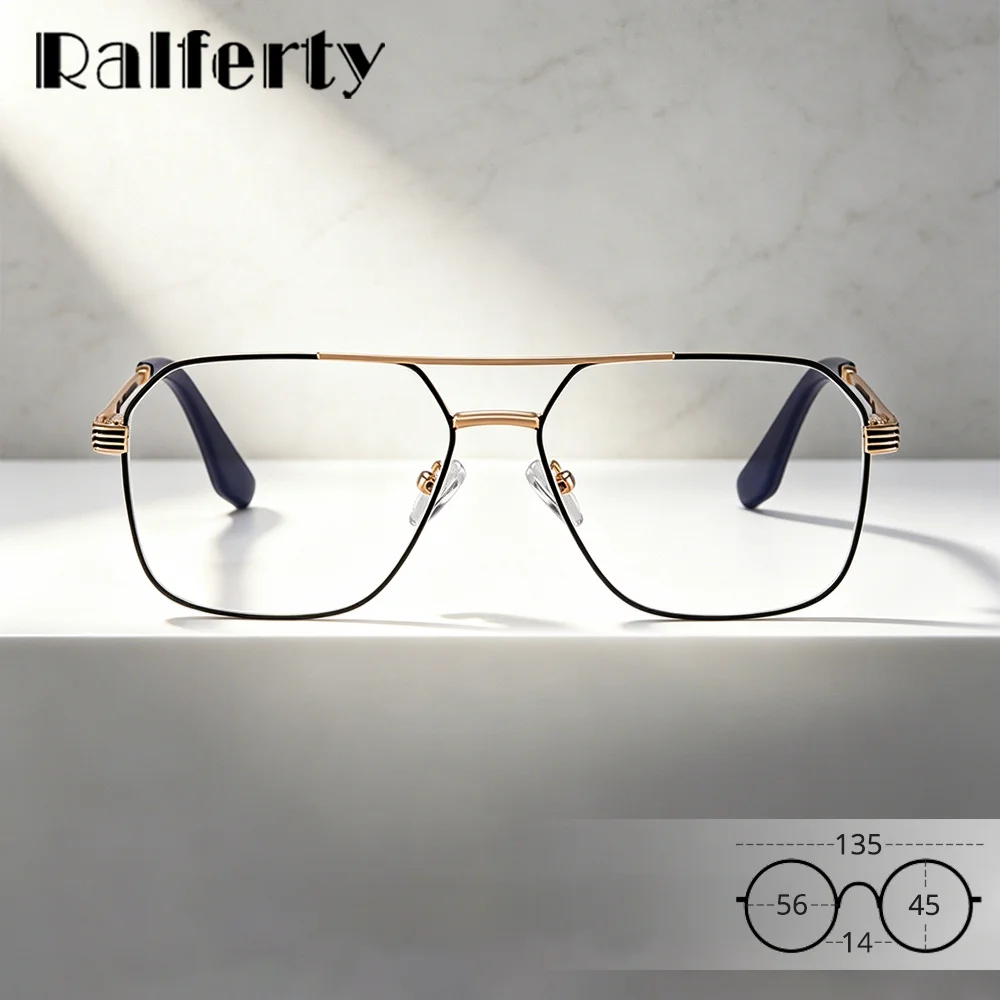 Luxury Men's Glasses Frame Metal Eyeglass Frames Computer Anti Blue Light Graduated Optical Lenses with Custom Recipe No Diopter