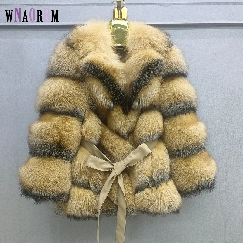 

New 100% natural fox fur coat Women's high-end fashion winter warm length 75 cm, customizable ,sleeve detachable Real fur coat