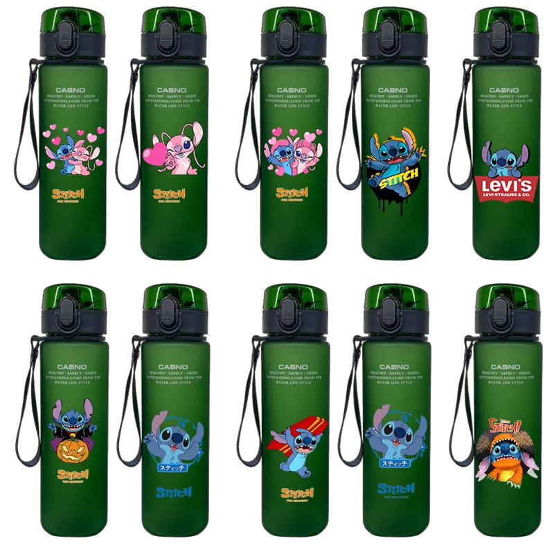 Male and Female Sports Plastic Cup 560ML Disney Stitch Creative Portable Student Water Bottle Sports Space Cup