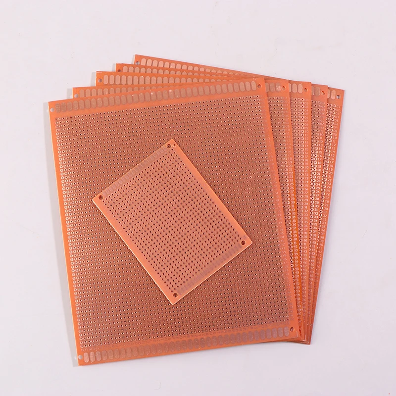 5pcs 7*9/15*18cm Single Side Prototype Board Breadboard Universal Board Experimental Bakelite Copper Plate Board Yellow