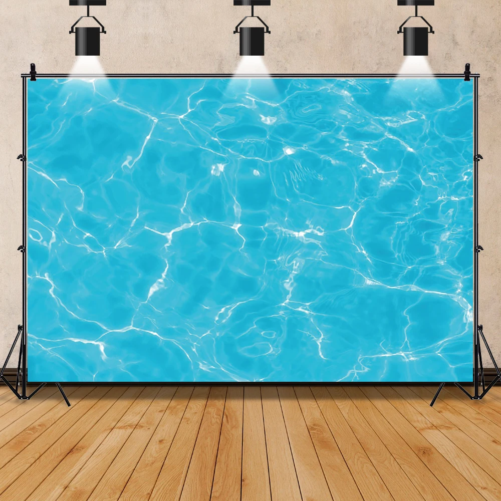 Summer Swimming Pool Birthday Party Photography Backdrops Blue Splash Water Ripple Photo Background For Newborn Baby Photocall