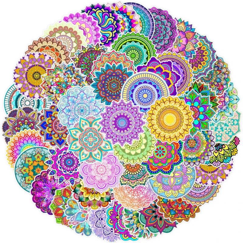 

50PCS Aesthetic Mandala Stickers For Laptop Notebooks Phone Stationery DIY Decal