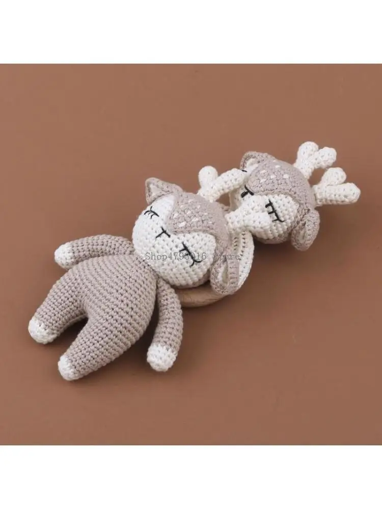 Boneca crochê para animação artesanal bebê malha malha sonolenta veado fofo animal pelúcia infantil para meninos e 6,1