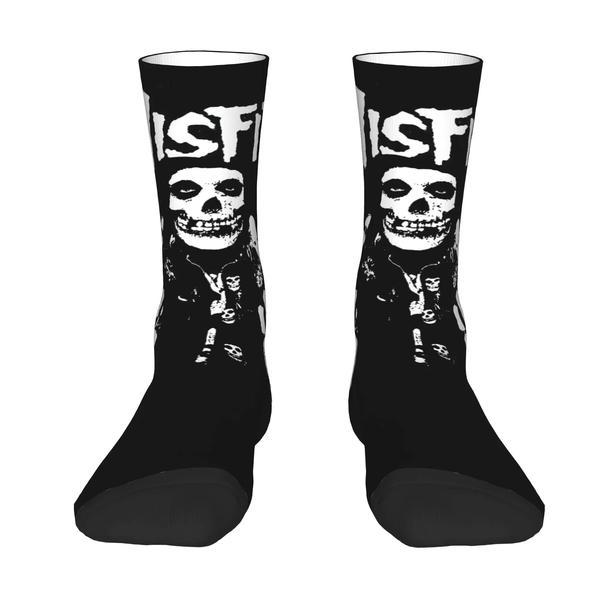 Calcetines Personalizados con Estampado Novedoso de Banda de Rock Punk Misfits con Diseño de Calavera, Estilo Heavy Metal, para Hombres y Mujeres, Elásticos, para Verano, Otoño e Invierno