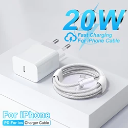 PD 20W USB C Charger For Apple iPhone 16 15 13 12 11 14 Pro Max 7 8 Plus X XS Fast Charging USB C Date Cable Charger Accessories