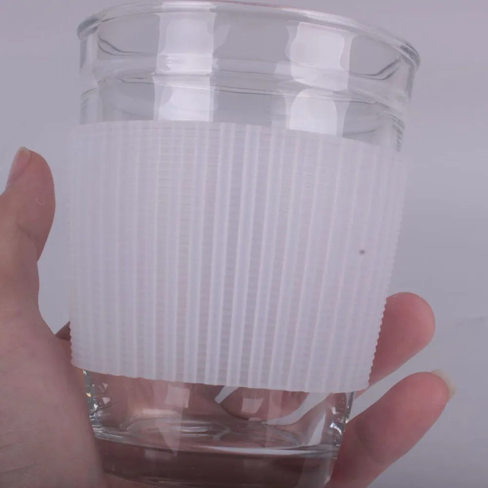 10Pcs Flexible Silicone Drink Sleeve Insulating Non Skid Protective Cover for Glass Bottle Plastic Cup Insulated Mug Travel