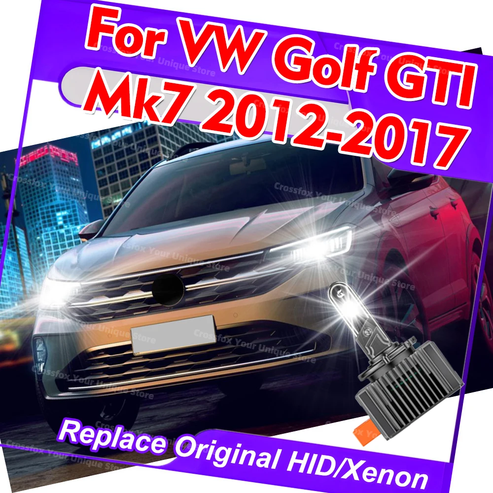 2 Piezas de Faros Delanteros para Automóvil con Tubo de Cobre, Bombillas LED de 50000LM, 12V, D3S D3R HID 1:1 para VW Golf GTI Mk7 2012 2013 2014 2015 2016 2017
