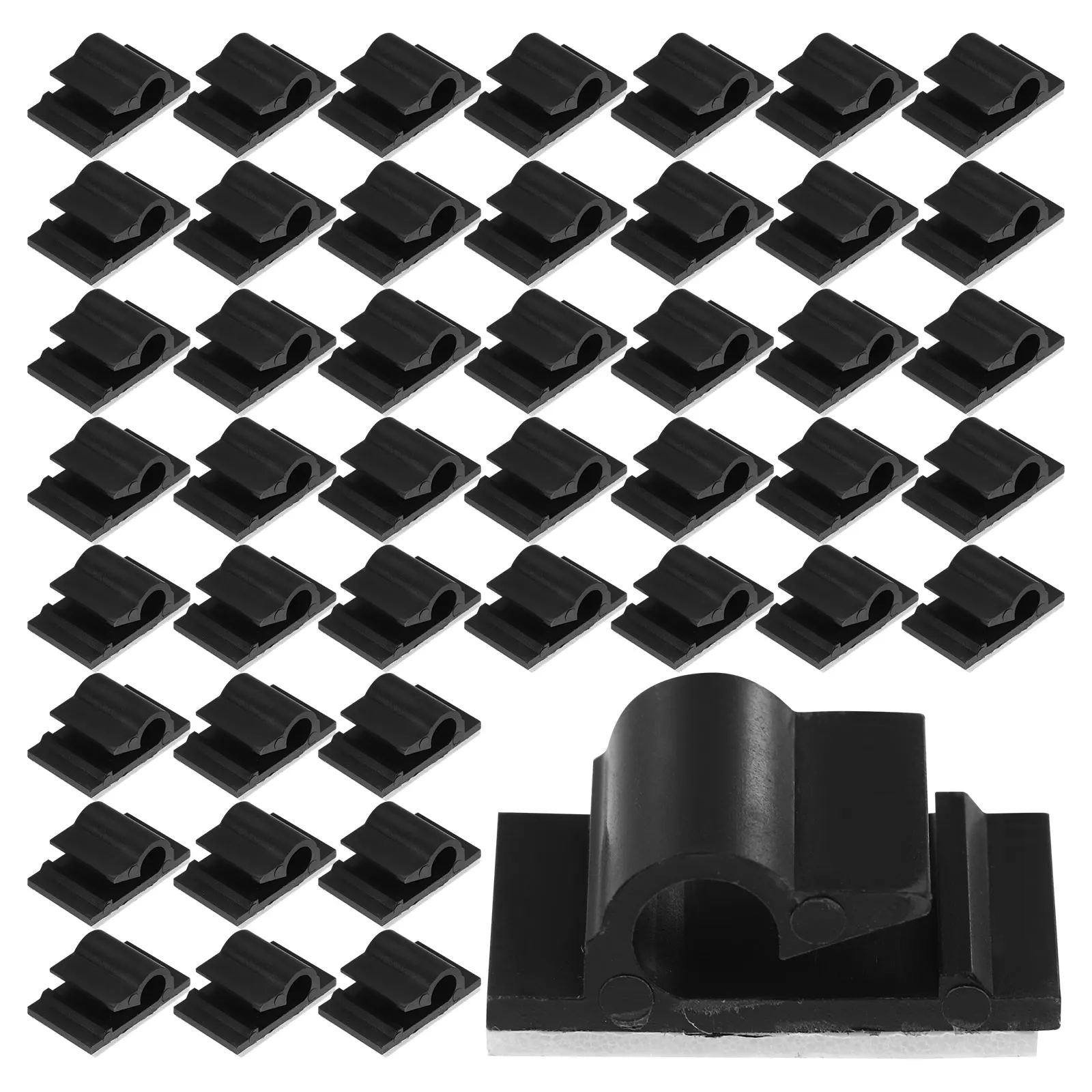 

50pcs Cable Management Clips Wire Organizer Self Adhesive Cord Holders For Desk Home Office Black Durable Strong Hold Easy
