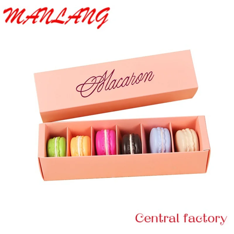 Custom  custom macaron 6 packs mini cake boxes with lid drawer packaging box for wedding box set gift