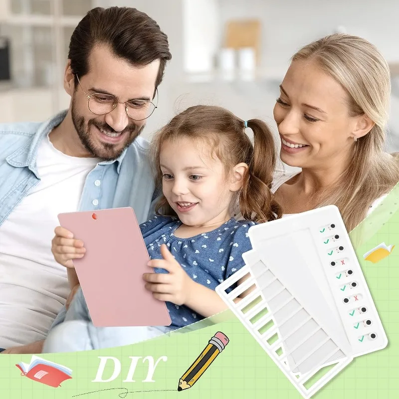 1 pcs Chore Chart with 5 pcs Blank Card,Plastic Checklist Board with Detachable Cardstock to Do List for Routine Planning