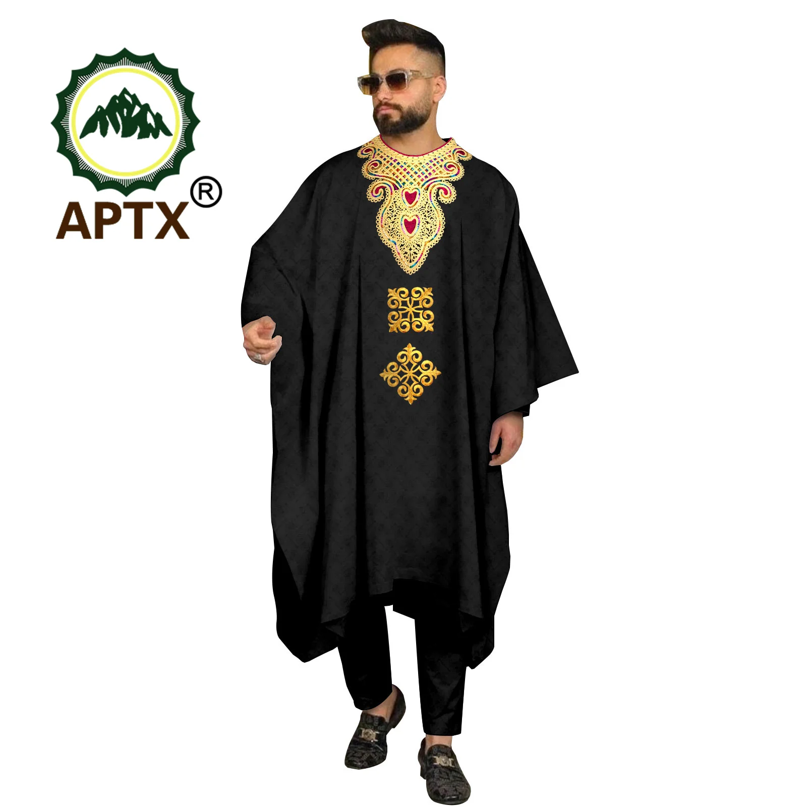 African Men's Robe Embroidered Agbada Abaya Dubai Luxury Coat Shirt Pants 3 Piece Traditional Muslim Wedding Men's Set 2416020