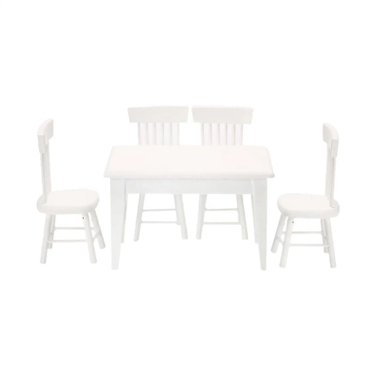 

Dollhouse Miniature Furniture DIY Accessory Dining Table with Chairs for Dollhouse