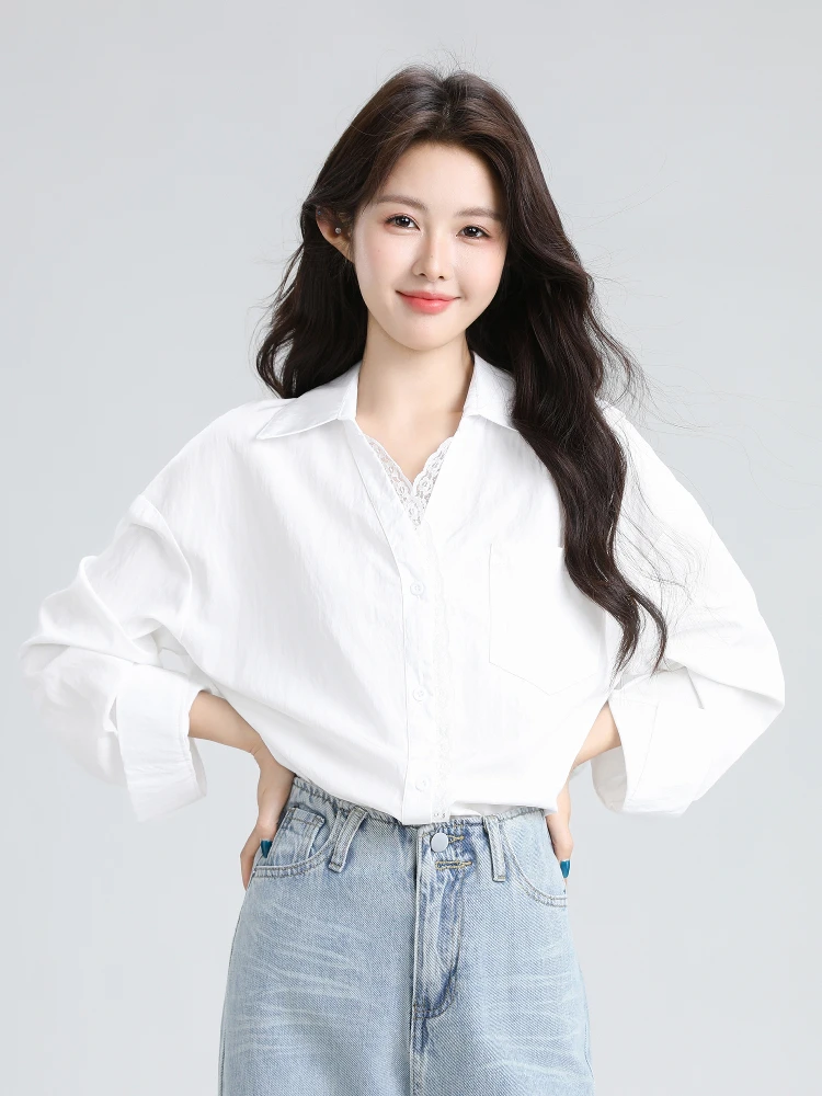 

Элегантная атласная женская рубашка с длинным рукавом, свободный дизайн, нишевый топ, весна-осень, элитный модный TT203