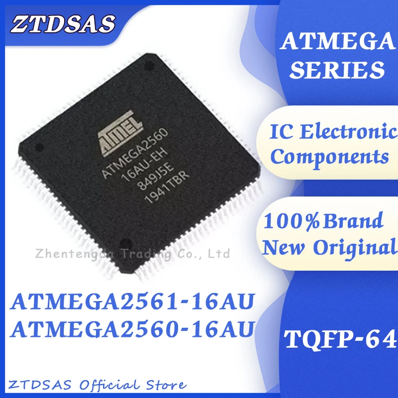 100% New ATMEGA2561-16AU ATMEGA2560-16AU ATMEGA2561-16 ATMEGA2560-16 ATMEGA2561 ATMEGA2560 ATMEGA IC MCU Chip TQFP-64