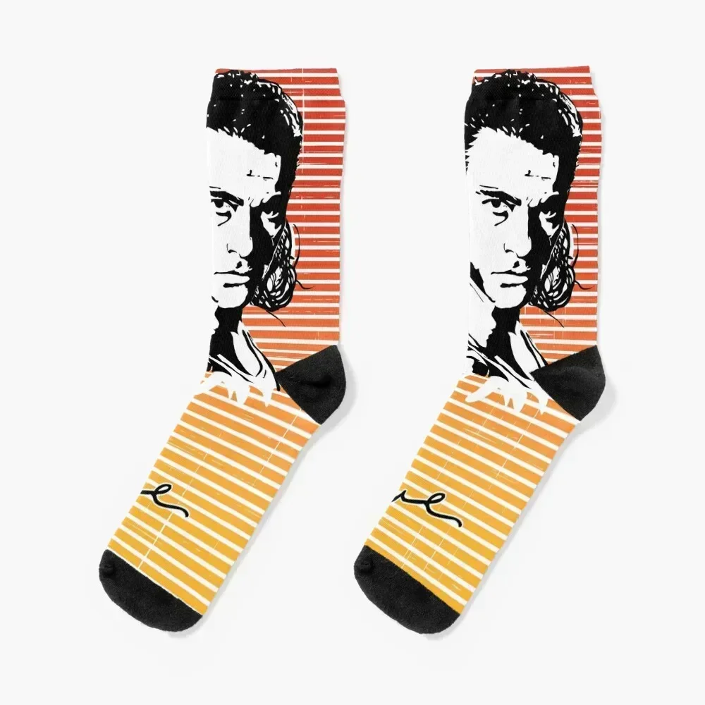 

Jean-Claude Van Damme Ink Portrait Sunset Background Socks luxury Rugby cartoon Boy Child Socks Women's