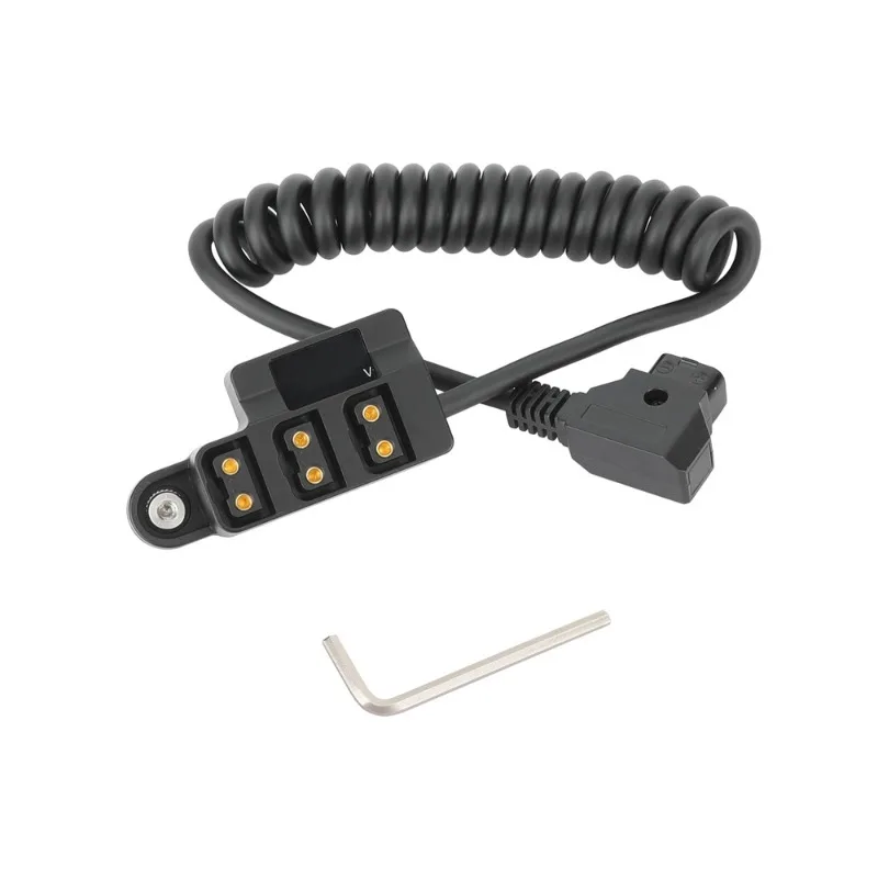 Suitable For V-Mount Battery,D-TAP 1 to 3 Splitter Coiled Power Cable,Power Supply Conversion Cord For Camera