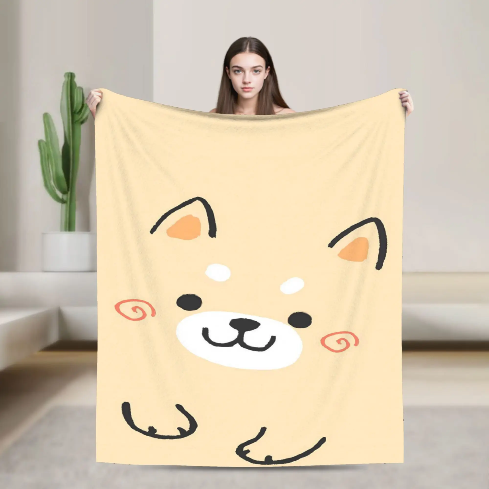 Light Yellow Smiling Corgi Blankets Quality Warm Soft  Throw Blanket Winter Travel Couch Chair Fashion Bedspread