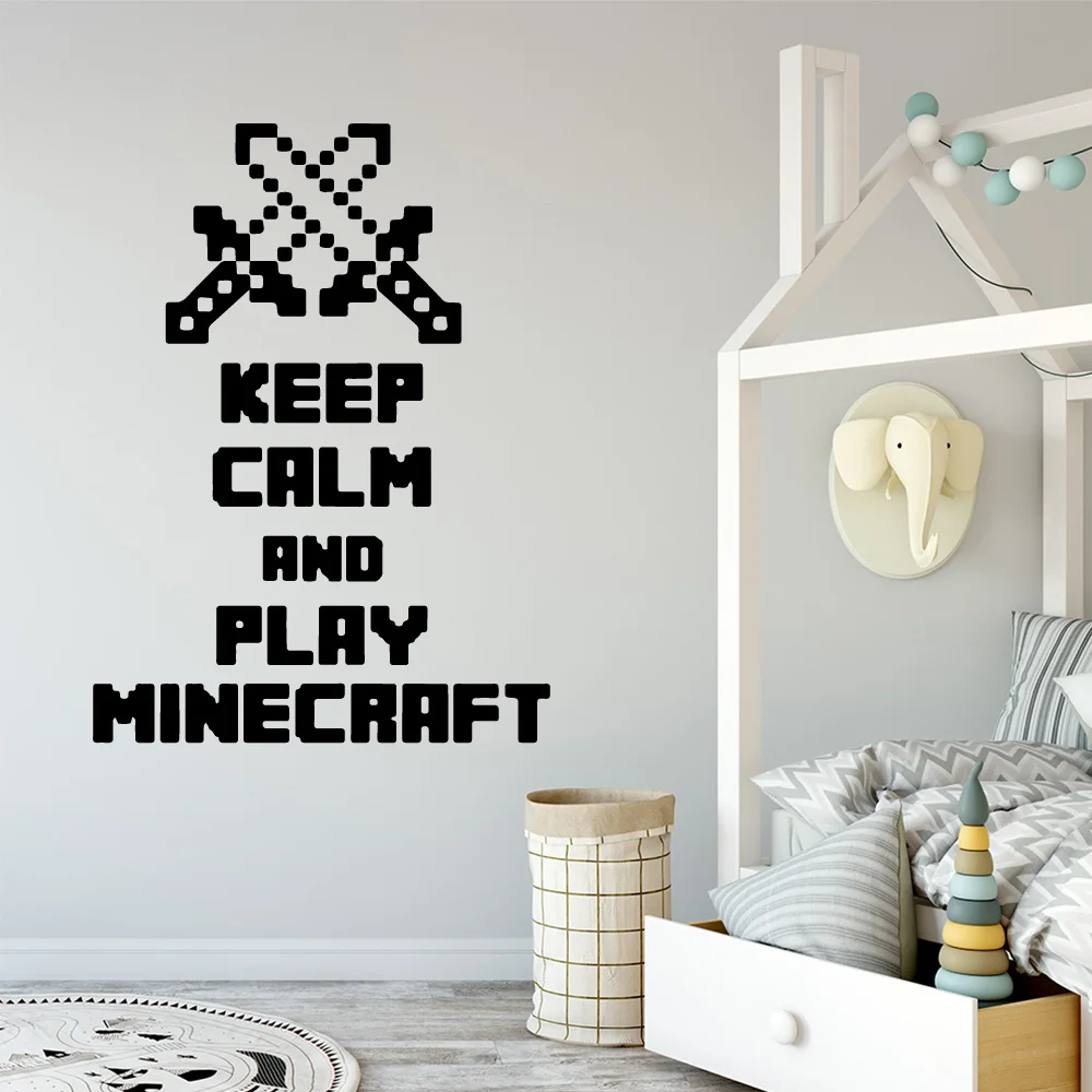 1 pc new Game keep calm and play minecraft Home Decor Wall Stickers For Rooms Decoration Vinyl Mural Decal