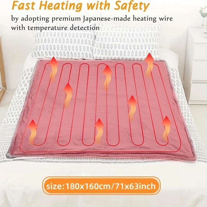 150*180cm Heated Blanket-Electric Blanket,Soft Heated Throw Blanket with 6 Heating Levels & 4 Hours auto-Off