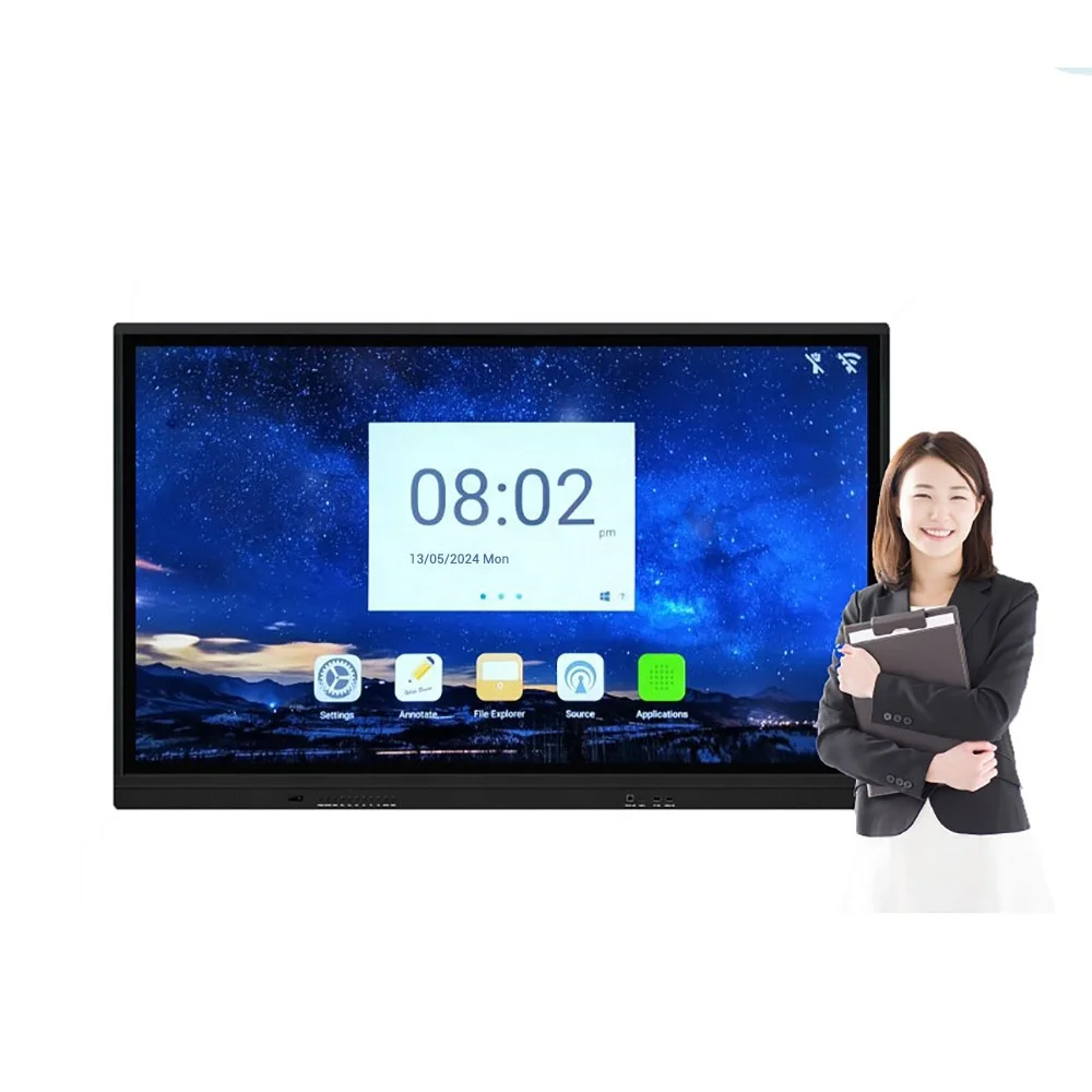 Refresh Rate Corporate TV for Video Conference Air Bonding Infrared IR 20 Points Multi Touch LCD Interactive Screen 4K 30HZ 60HZ