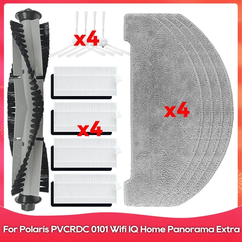 ABJI-untuk Polaris PVCRDC 0101 Wifi IQ rumah Panorama ekstra rol samping sikat Hepa Filter pel Robot penyedot debu bagian