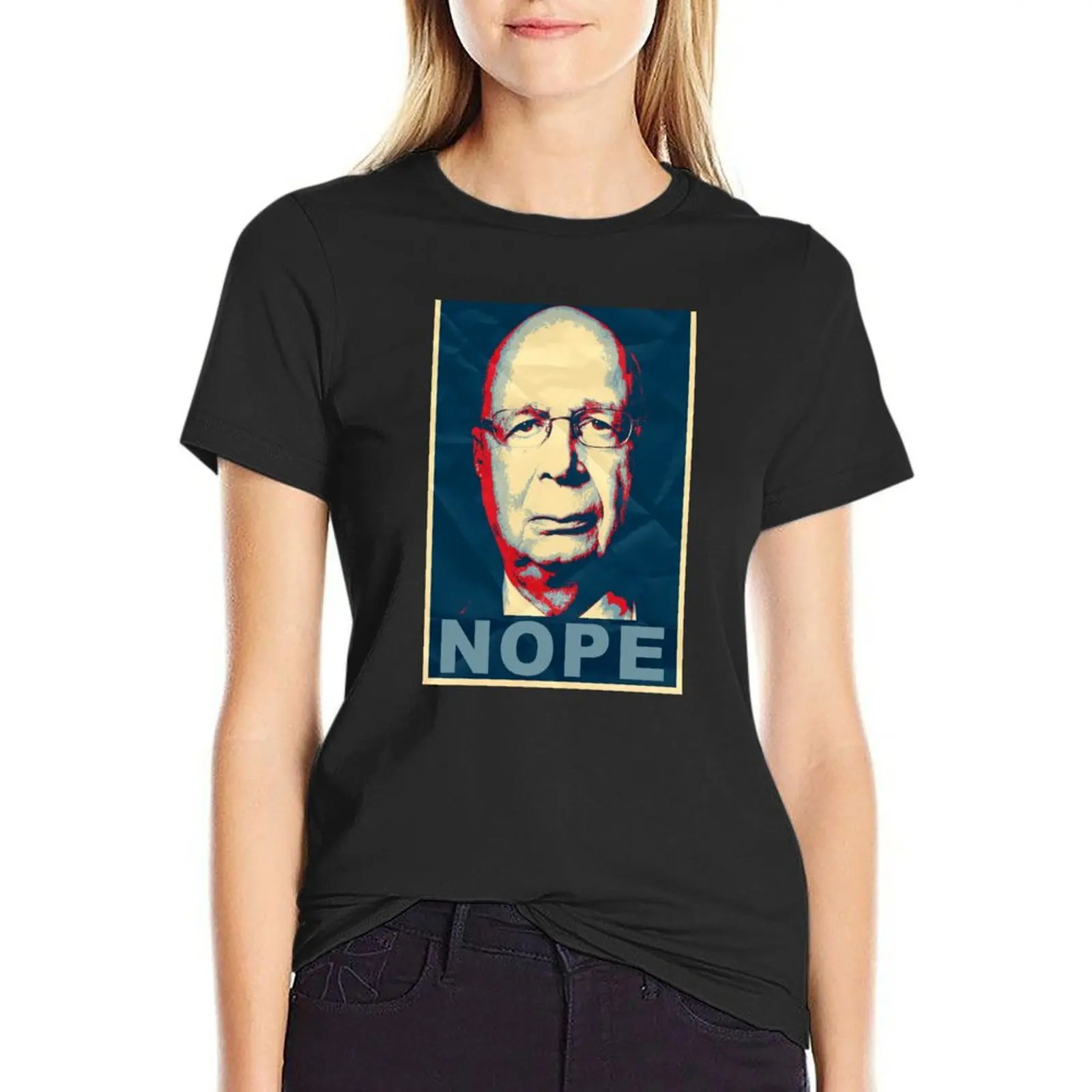 Klaus Schwab NOPE T-Shirt cute clothes korean fashion kawaii clothes aesthetic clothes new edition t shirts for Women