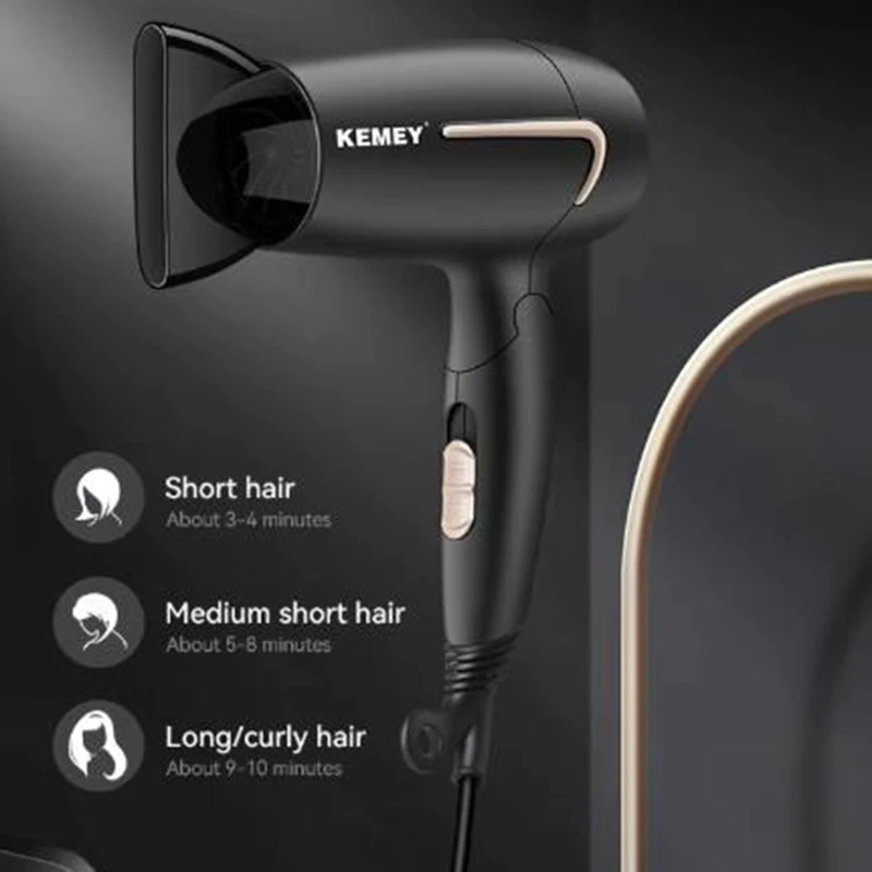 Kemei 6834 Профессиональный фен для женщин, выпрямитель, складной фен для домашних салонов, складной фен для волос