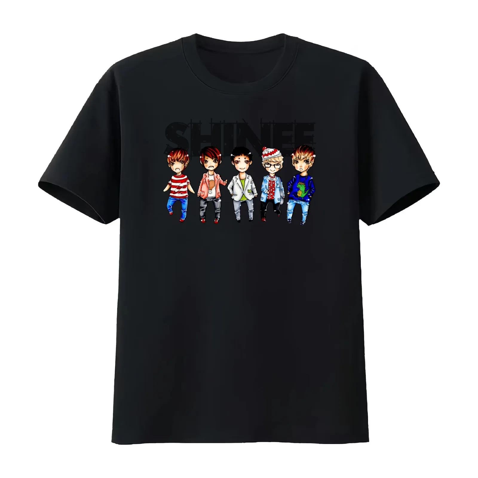 Shinee T-Shirt Summer Casual Cotton Tee Oversized Streetwear Tops Vintage Graphic Print Loose Fit Short Sleeve 100% Cotton