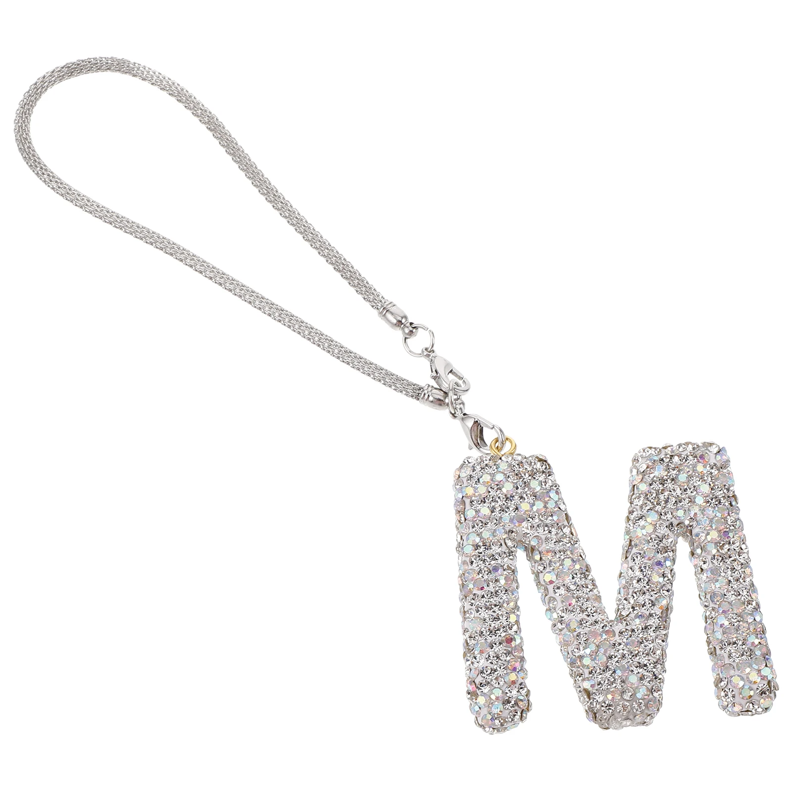 

M Bling Letter Charm Rhinestone Crystal Pendant Cute Rear View Mirror Ornament Hanging Accessories For Women Sparkly Decor