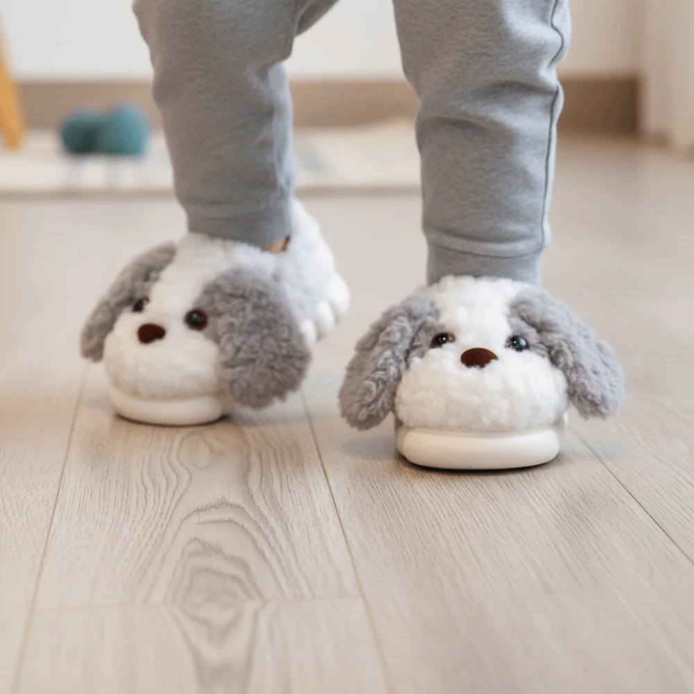 

New Cute Cartoon Children Slippers Comfortable Keep Warm Floor Shoes Non-slip Home Slippers Winter