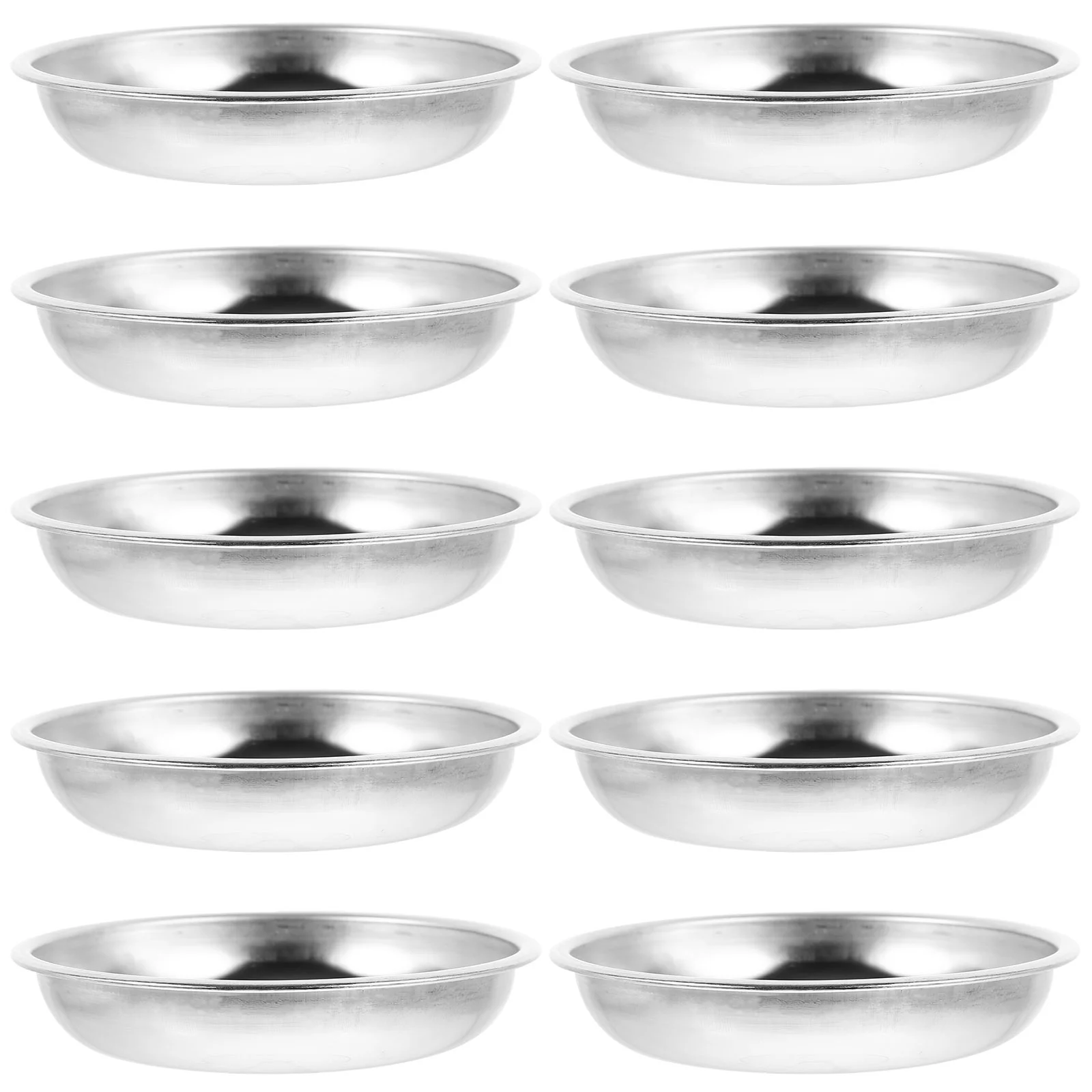 10 Pcs Stainless Steel Plate Mustard Bowls Dessert Dishes Kitchen Tableware Teacup