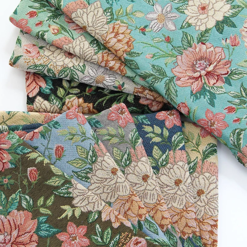 

Vintage Floral Jacquard Fabric Oil Painting Style Woven Cloth for DIY Sofa Cover,Tablecloths,Clothing Sewing Decorative Material