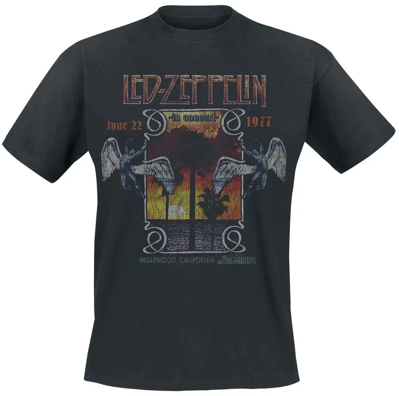Logo Led Zeppelin Band T-Shirt Baumwolle Grafik-Shirt Herren Damen Sommer Streetwear Top – Detail 4