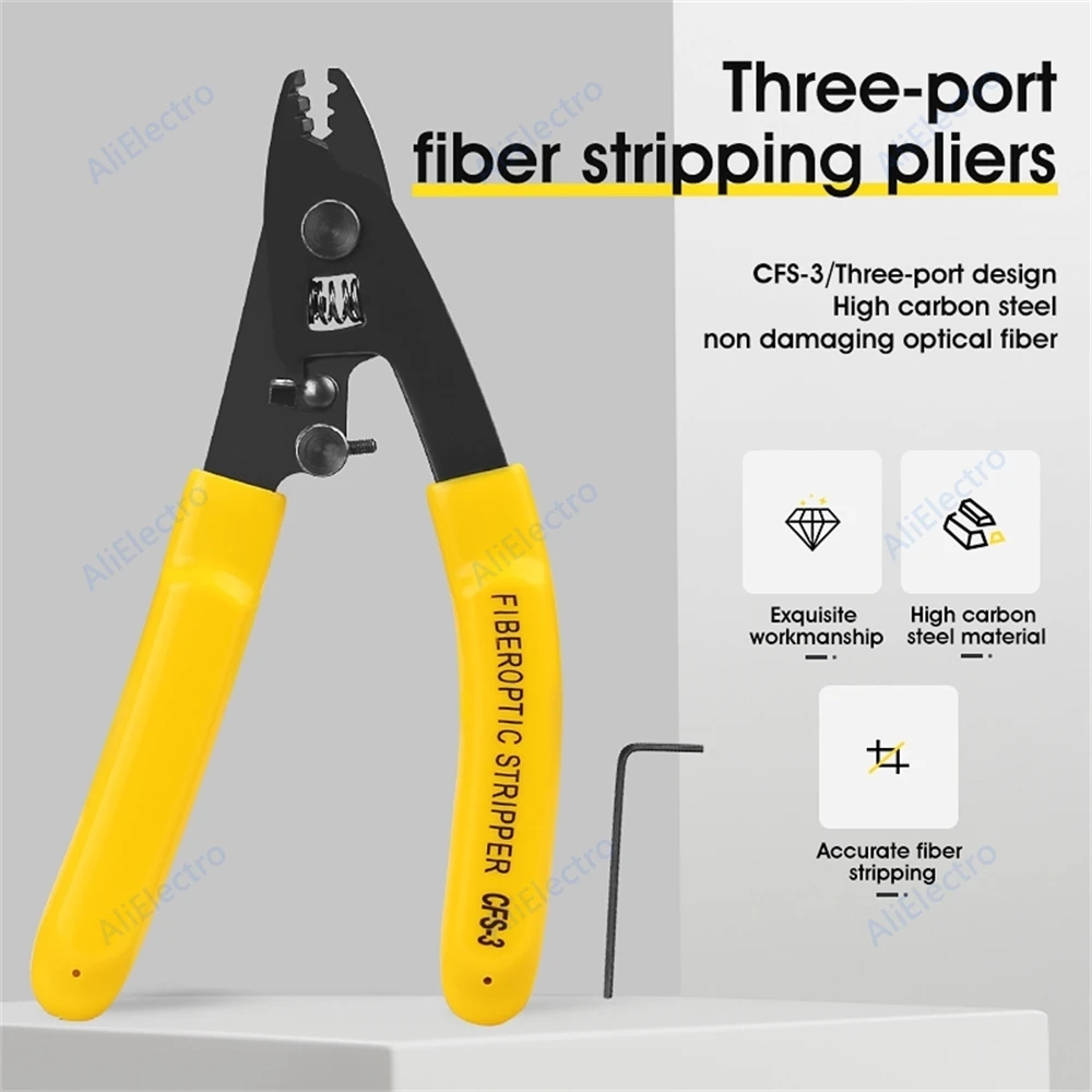 Fiber Optic Stripper Tool Kit 3 Hole Fiber Stripper + Leather Wire Stripper Fit For Fiber Cable Cold Connection High Quality